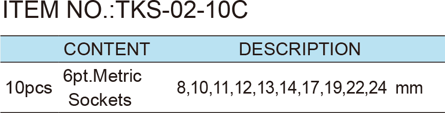 10pcs. 1/2”Dr. Socket Wrench Set (圖1)