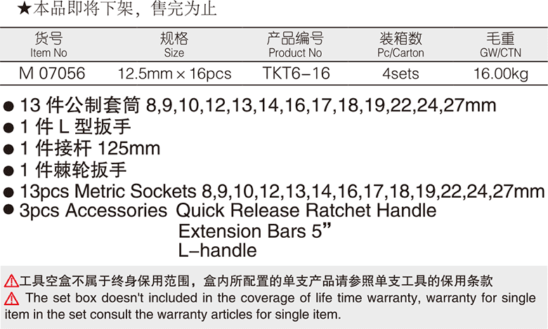 16件12.5mm系列公制套筒組套(圖1)