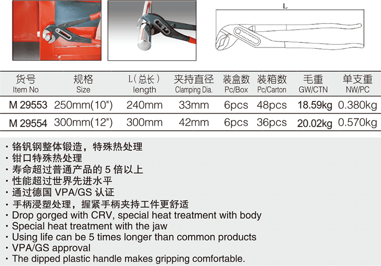 工業(yè)級水泵鉗 柄部沾塑(圖1)