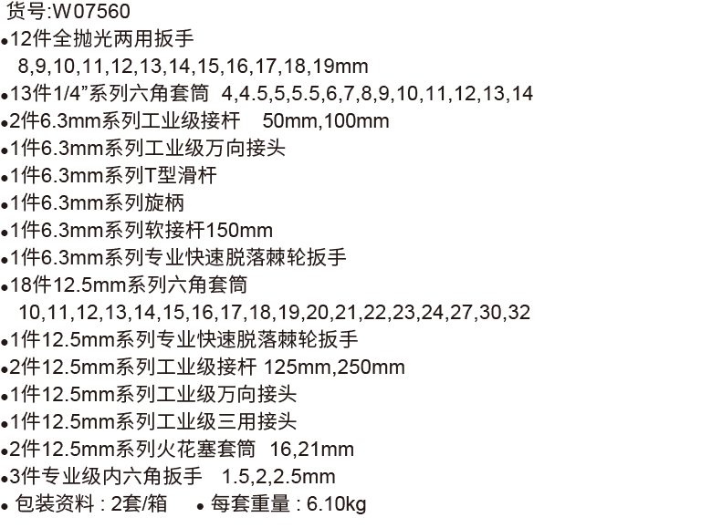 60件6.3mm+12.5mm系列汽車維修綜合組套(圖1)